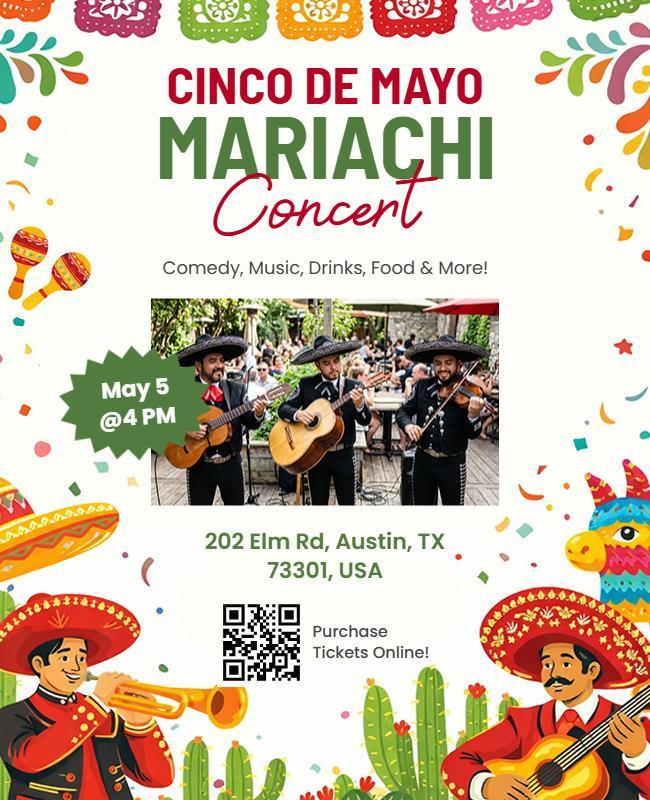 Cinco De Mayo Mariachi Concert Celebration Flyer Template
