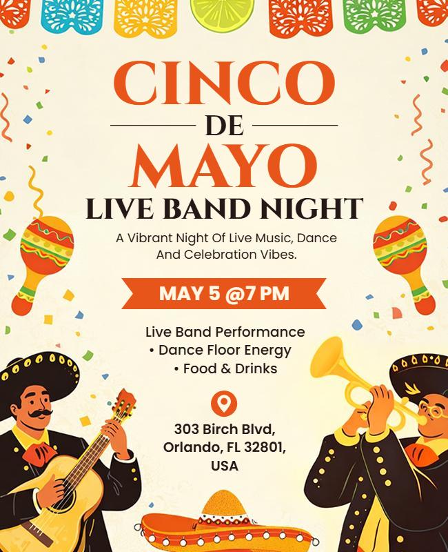Cinco De Mayo Party with Live Band Flyer Template