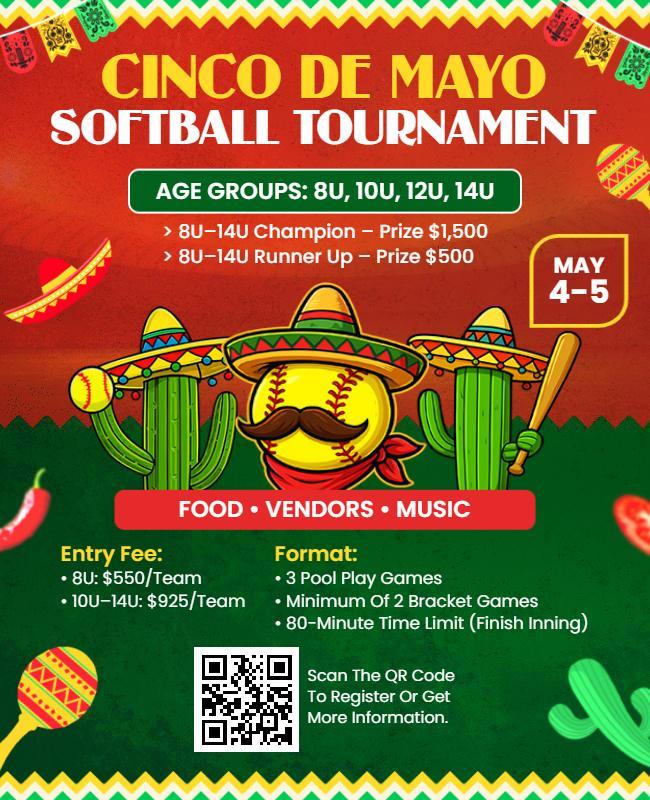 Cinco De Mayo Softball Tournament Flyer Template