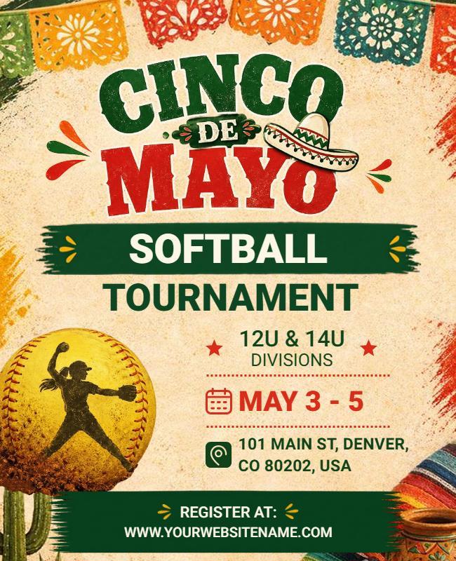 Cinco De Mayo Softball Tournament Poster Template