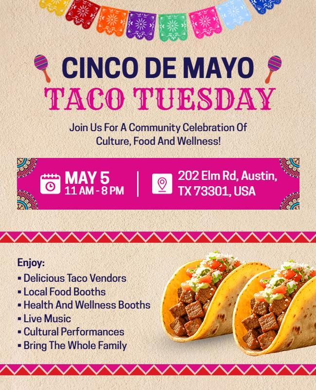 Cinco De Mayo Taco Tuesday Celebration Flyer Template
