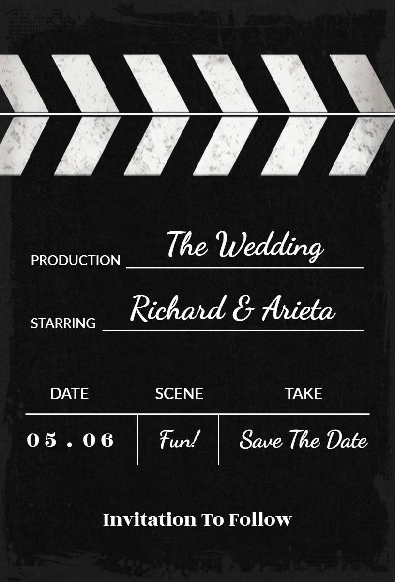 Cinematic Save The Date Film Style Wedding Invitation Template