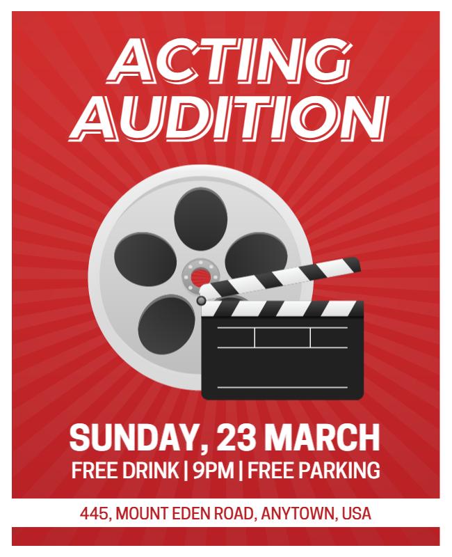 Cinematic Themed Acting Audition Announcement Poster Template