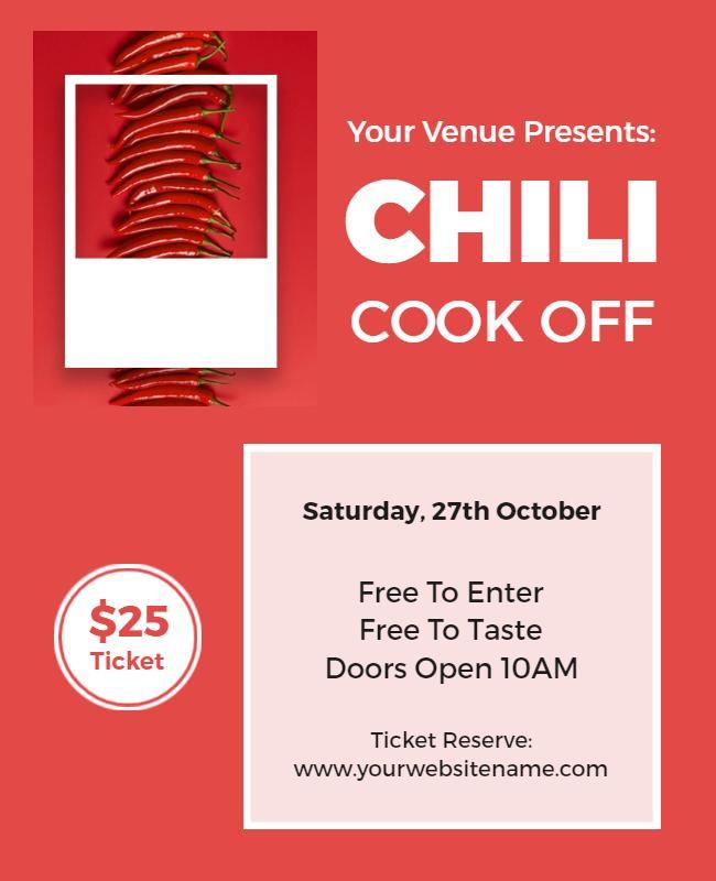 Cinnabar Chili Cook Off Flyer or Chili Cookoff Flyer Template