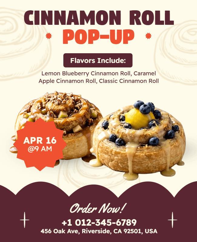 Cinnamon Roll Bakery Pop-up Flyer Template