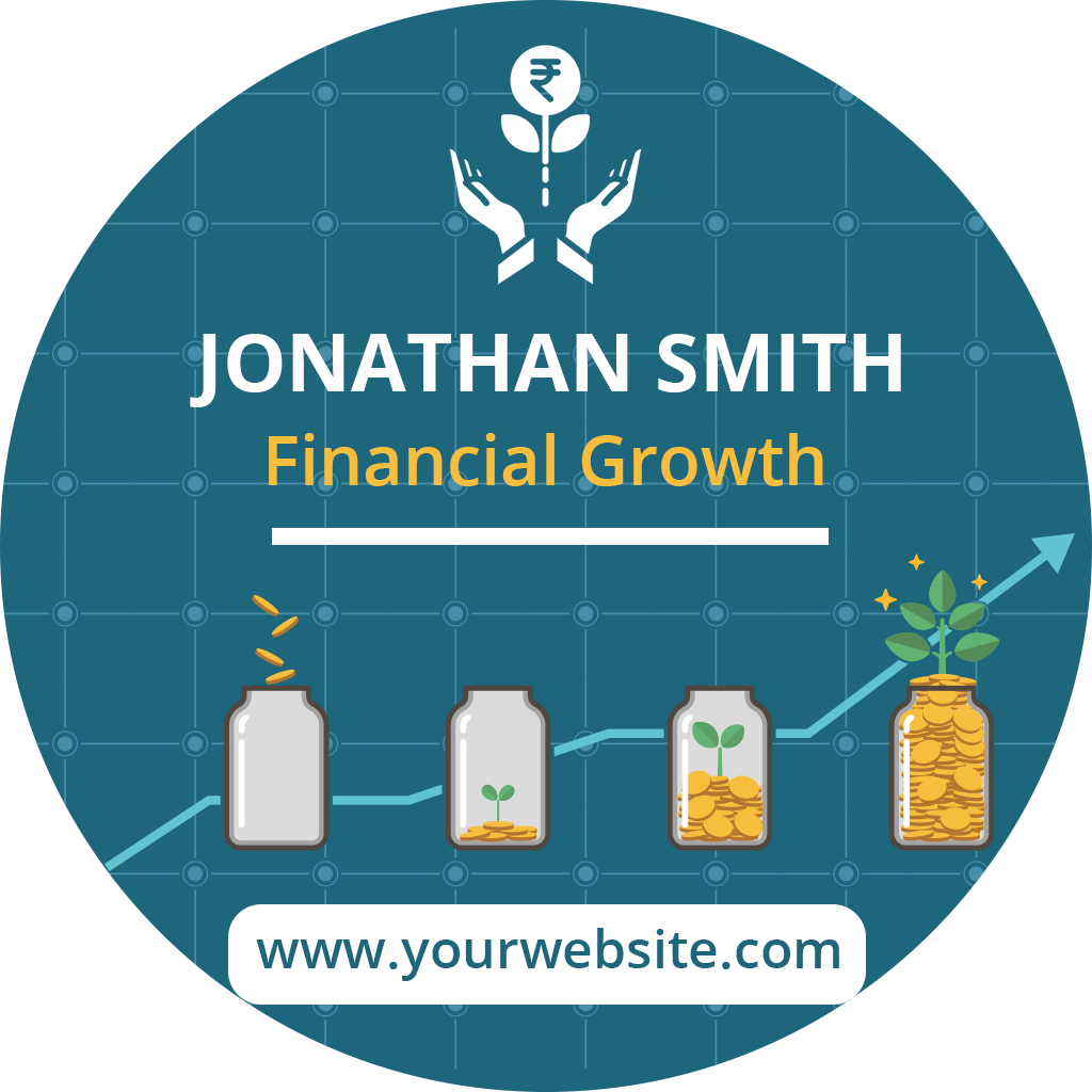 Circular Design Financial Growth Business Card Template