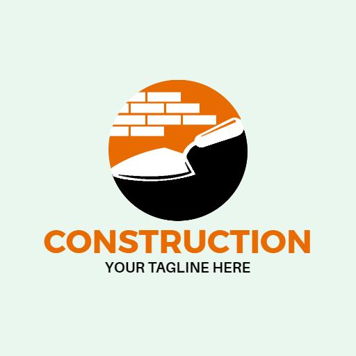 Circular Orange and Black Design Highlighting Construction Services Logo Template