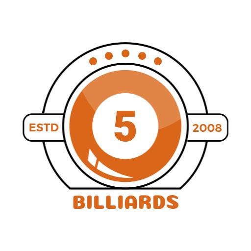 Circular Orange Billiards Logo Featuring Number Five Symbol Logo Template
