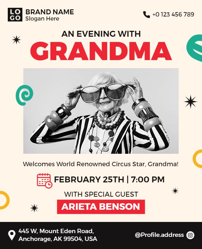 Circus Star Grandma Event Flyer Template