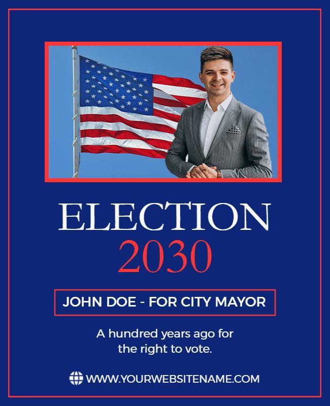 Patriotic Blue Election Campaign for City Mayor Flyer Template