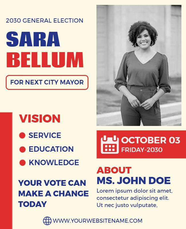 Bold Blue Modern Election Campaign Flyer Template