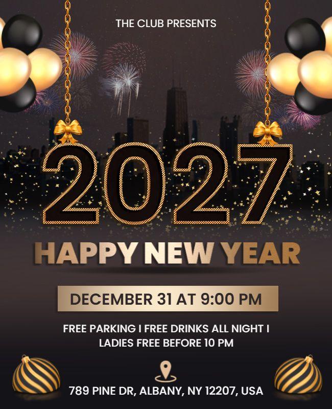 City Skyline New Year 2027 Event Flyer Template