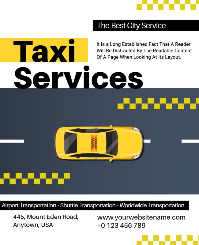 City Taxi Shuttle Transportation Flyer Template