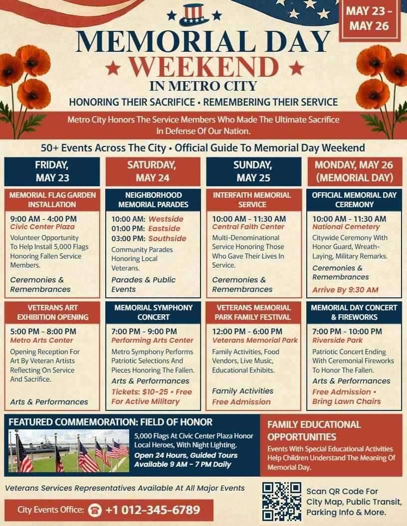 City Weekend Memorial Day Events Flyer Template
