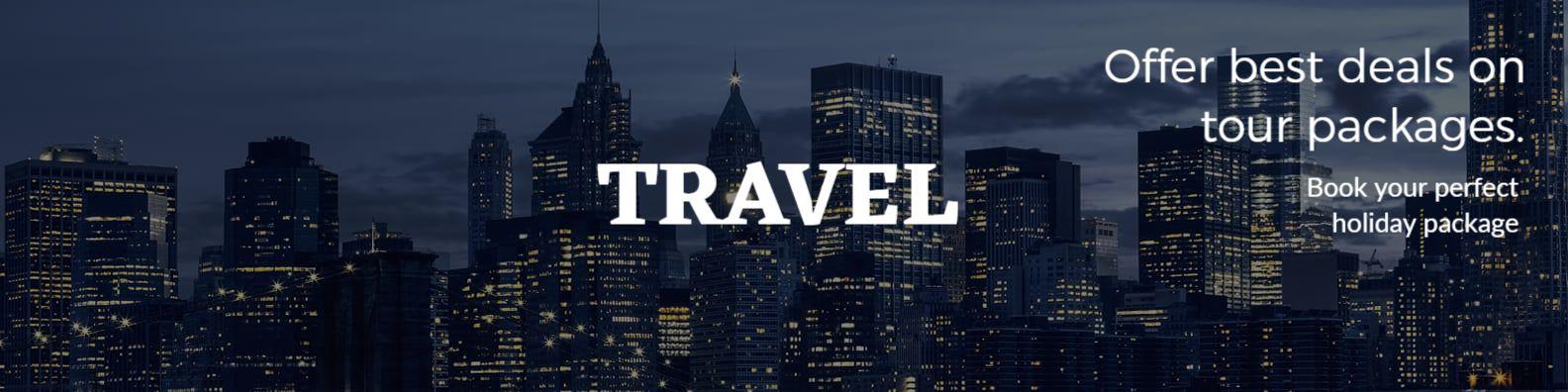 Cityscape Night Views with Exciting Travel Deals Banner Template