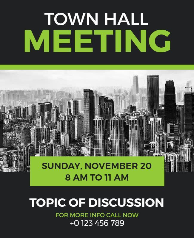 Cityscape Town Hall Meeting Flyer Template