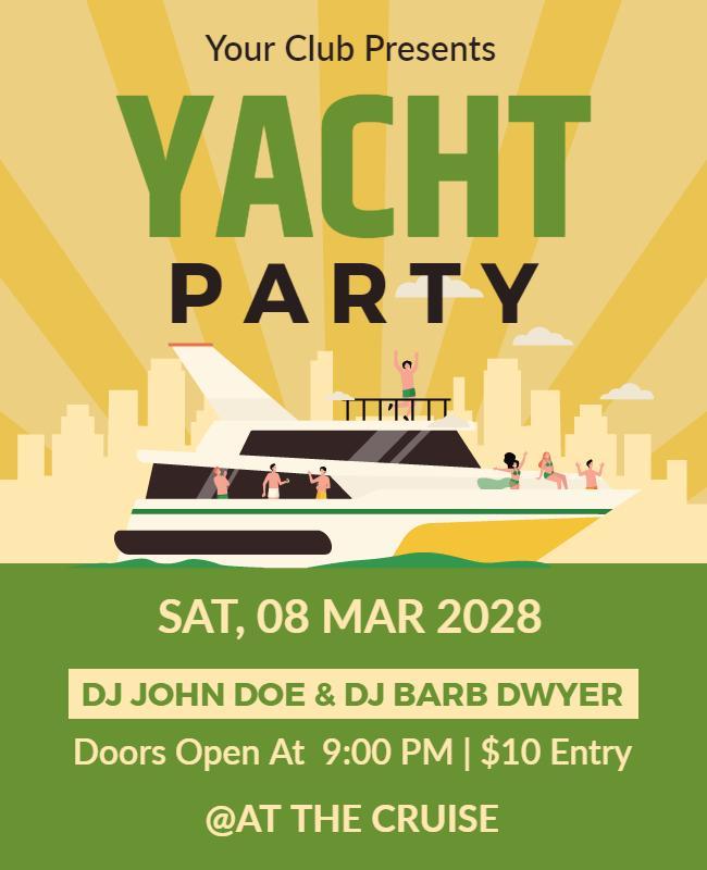 Cityscape Yacht Party Event Flyer Template