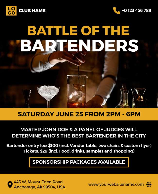 Citywide Bartender Competition Event Flyer Template