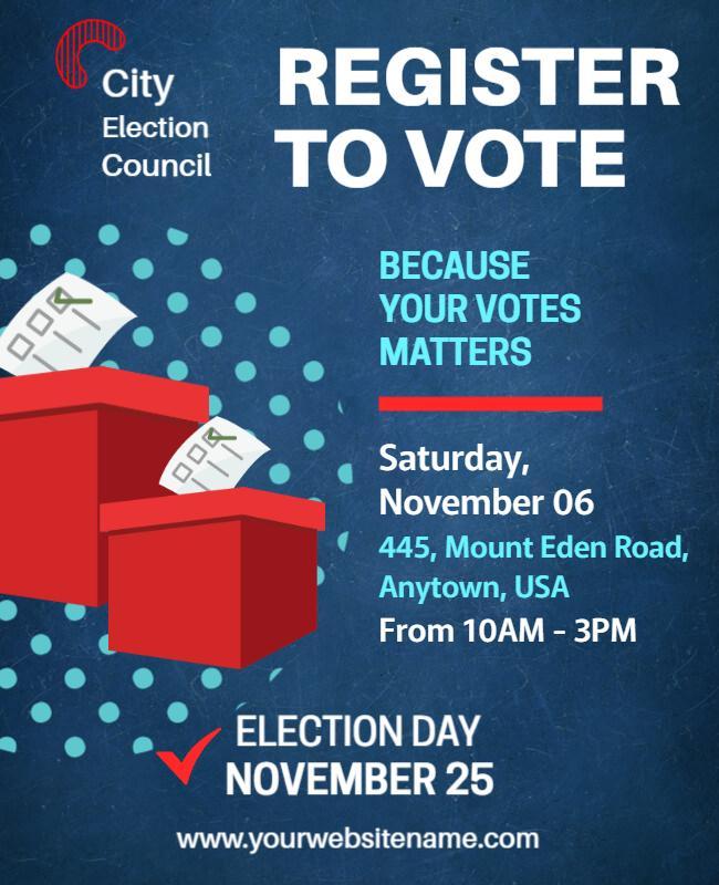 Civic Engagement Red and Blue Voter Registration Poster Template
