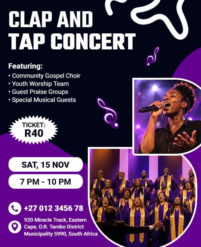 Clap and Tap Concert Promotional Flyer Template