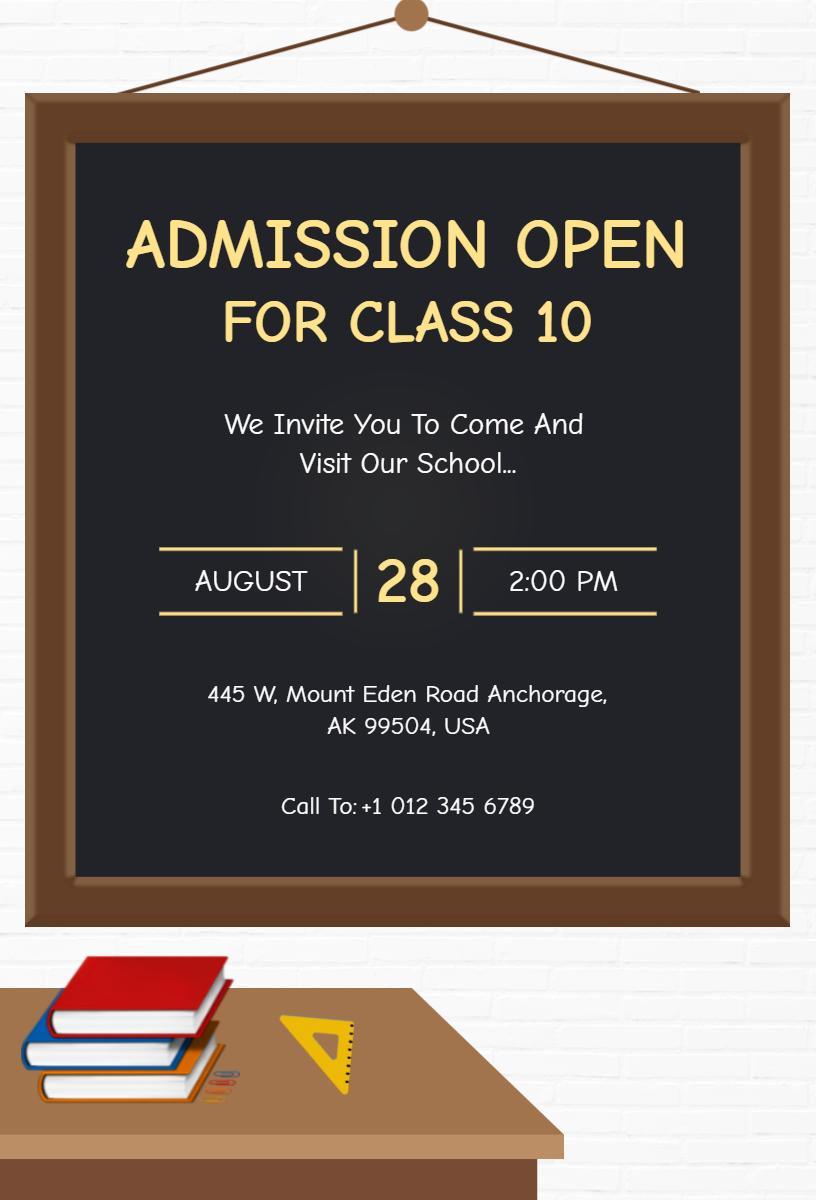 Class 10 Admission Open School Visit Invitation Template