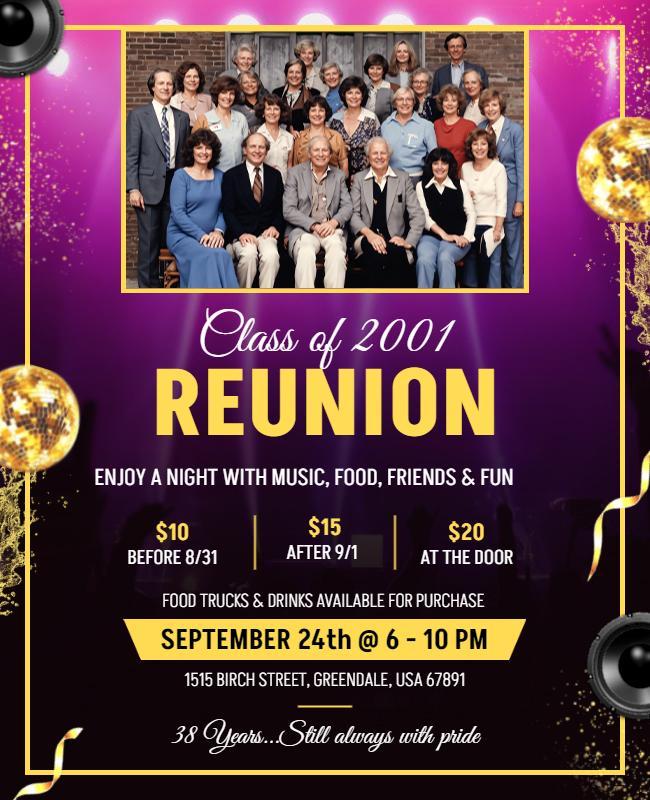 Class Of 2001 Reunion Celebration Flyer Template