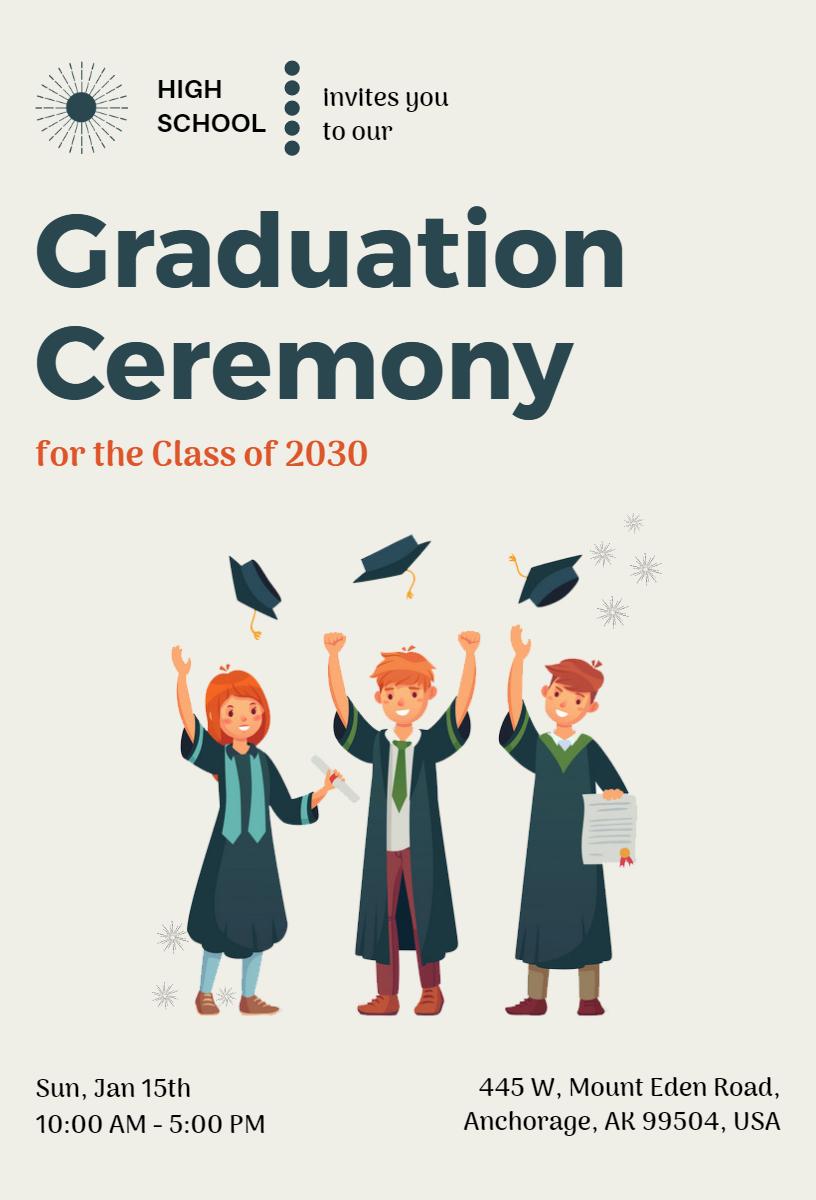 Class of 2030 Colorful High School Graduation Invitation Template