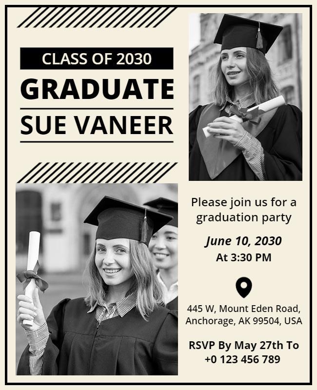 Class Of 2030 Graduation Party Invitation Flyer Template