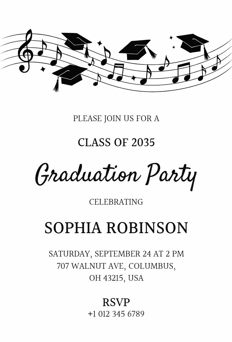 Class of 2035 Musical Graduation Celebration Invitation Template
