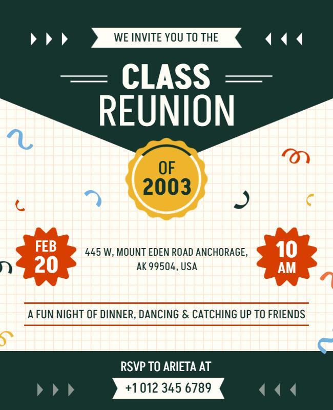 Class Reunion Dinner and Dancing Flyer Template