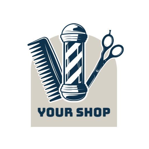 Classic Barber Tools Design Featuring Elegant Scissors Logo Template