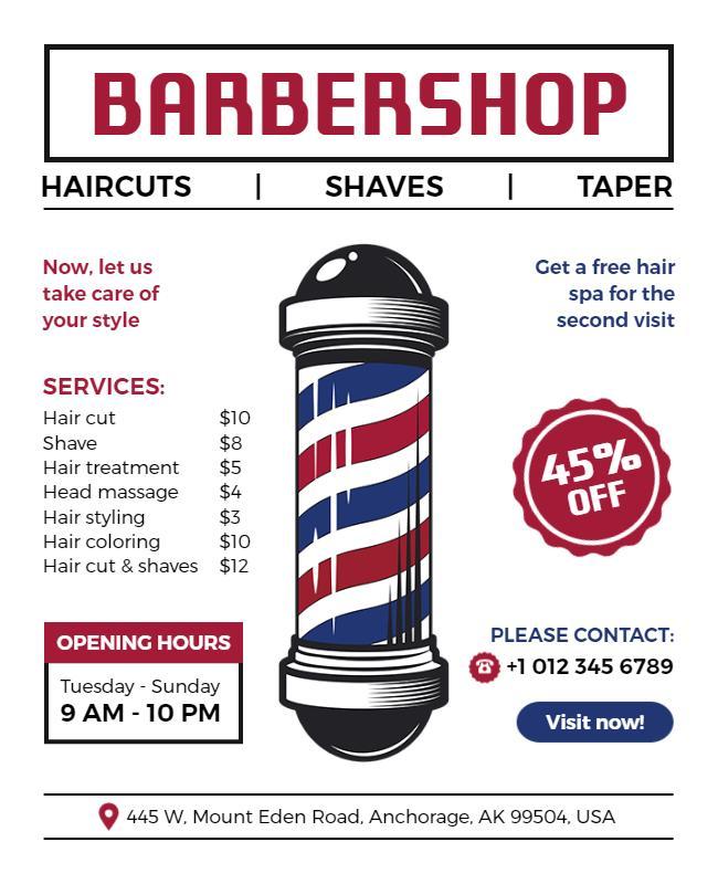 Classic Barbershop Services Promotional Flyer Template