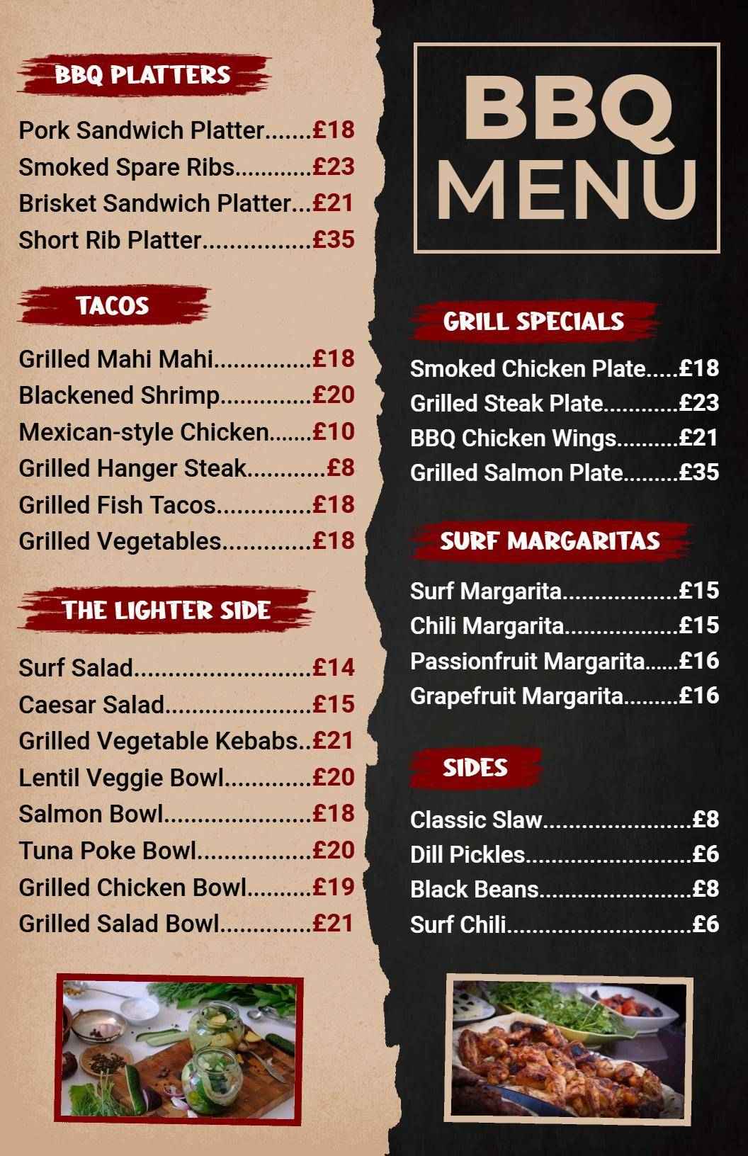 Classic Beige and Black BBQ Menu Template