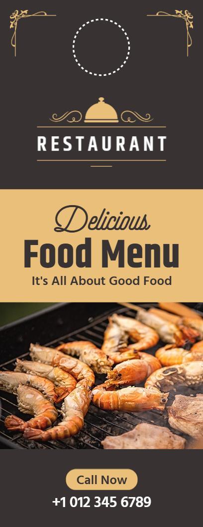 Classic Beige and Black Restaurant Door Hanger Menu Template