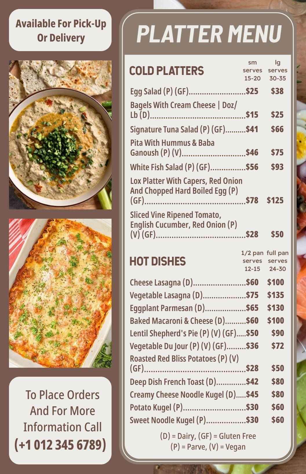 Classic Beige and Brown Gourmet Platter Menu Template