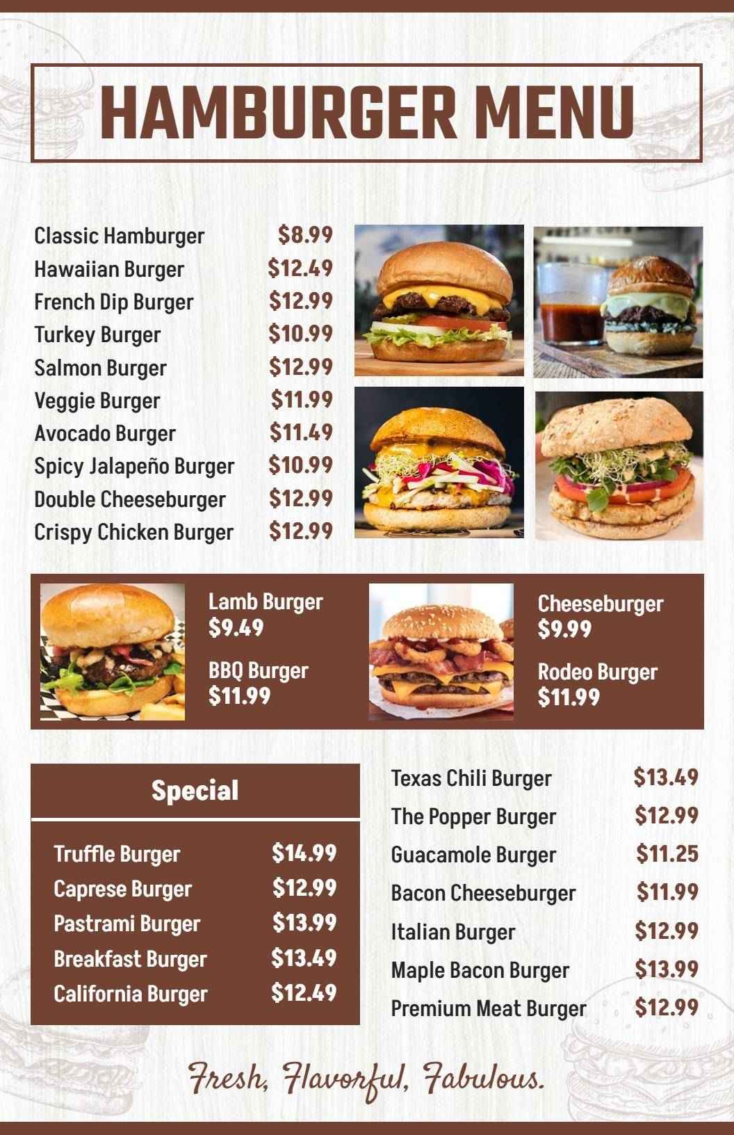 Classic Beige Hamburger Menu Template