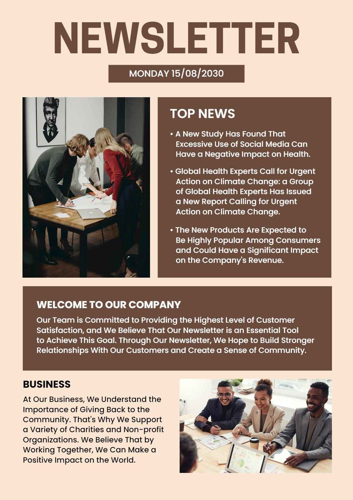 Classic Beige Professional Newsletter Template