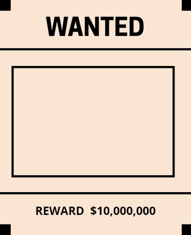 Classic Beige Wanted Poster with Reward Offer Template