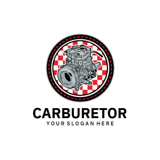 Classic Black and Red Checkered Carburetor Design Logo Template