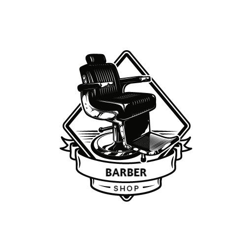Classic Black and White Barber Chair Design for Shop Logo Template