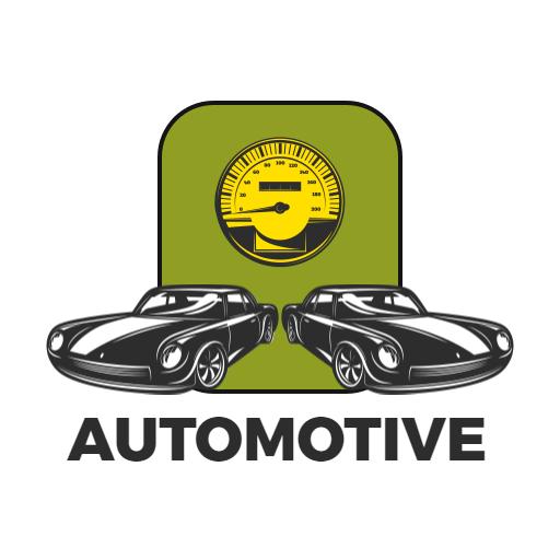 Classic Black and White Cars with Speedometer for Automotive Logo Template