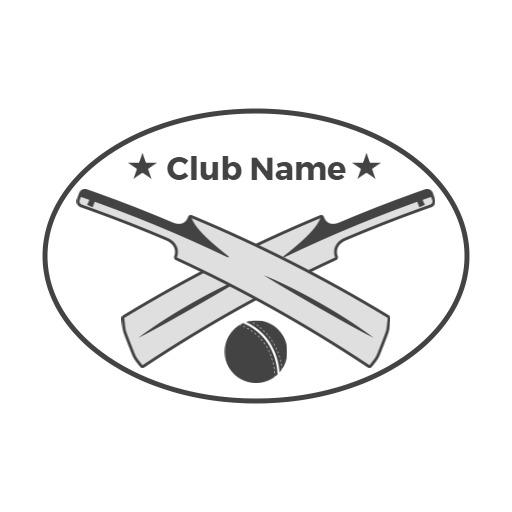 Classic Black and White Design Featuring Cricket Equipment Logo Template