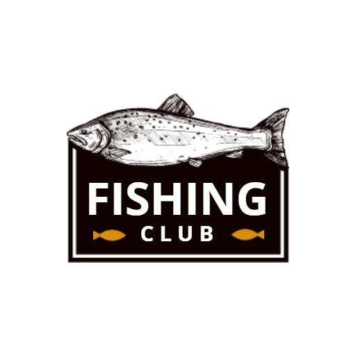 Classic Black and White Design for a Fishing Club Logo Template