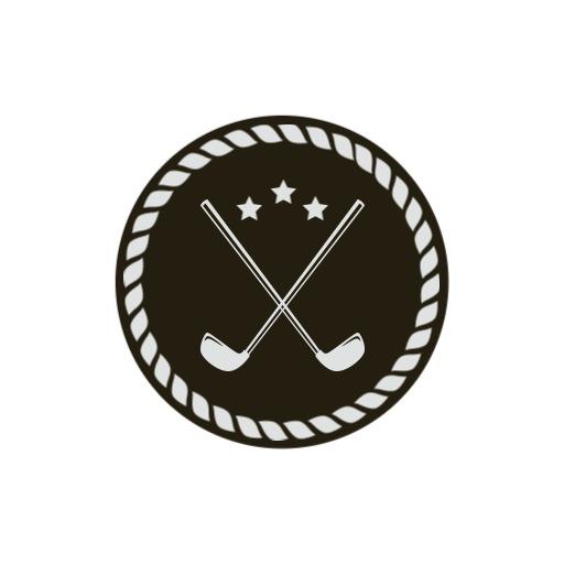Classic Black and White Golf Crossed Clubs Sports Logo Template