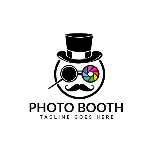 Classic Black and White Photo Booth Design with Fun Elements Logo Template