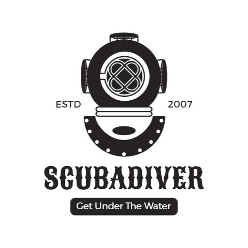 Classic Black Design Featuring Scuba Diver Adventure Logo Template