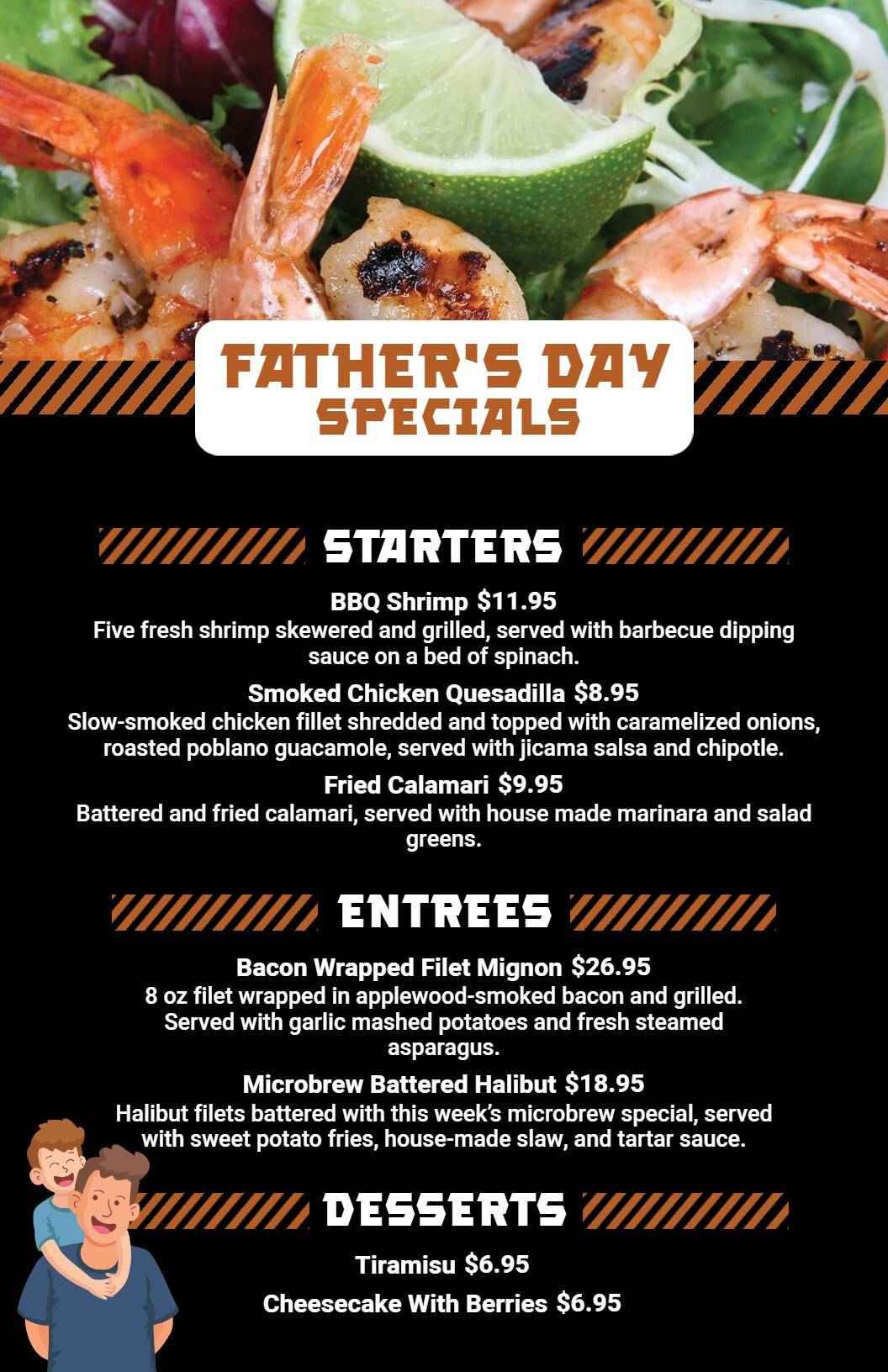 Classic Black Father's Day Dinner Celebration Menu Template