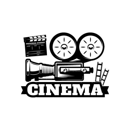 Classic Black Film Reel and Cinematic Clapboard Logo Template