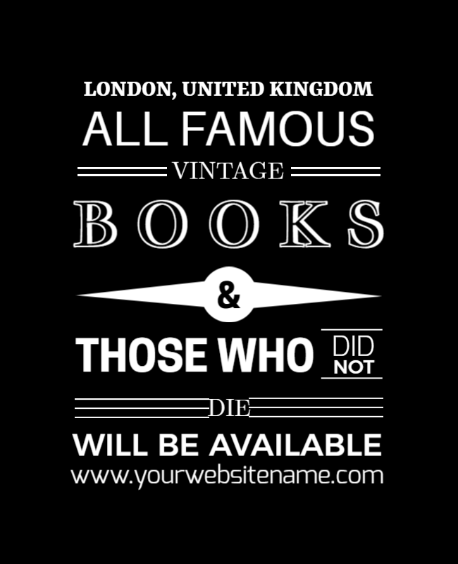 Classic Black Vintage Book Exhibition Announcement Poster Template