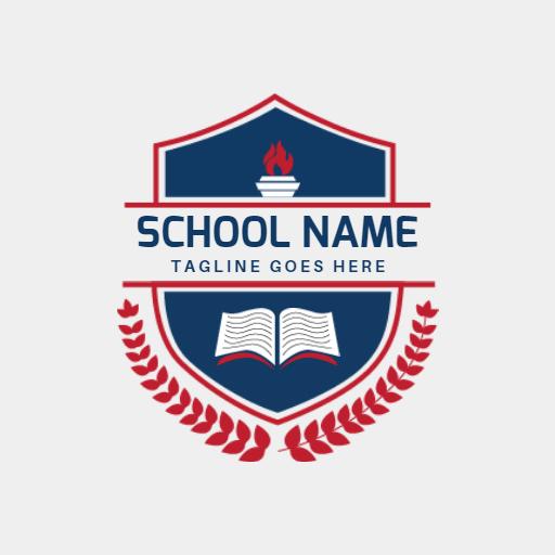 Classic Blue and Red Emblematic Design for School Logo Template